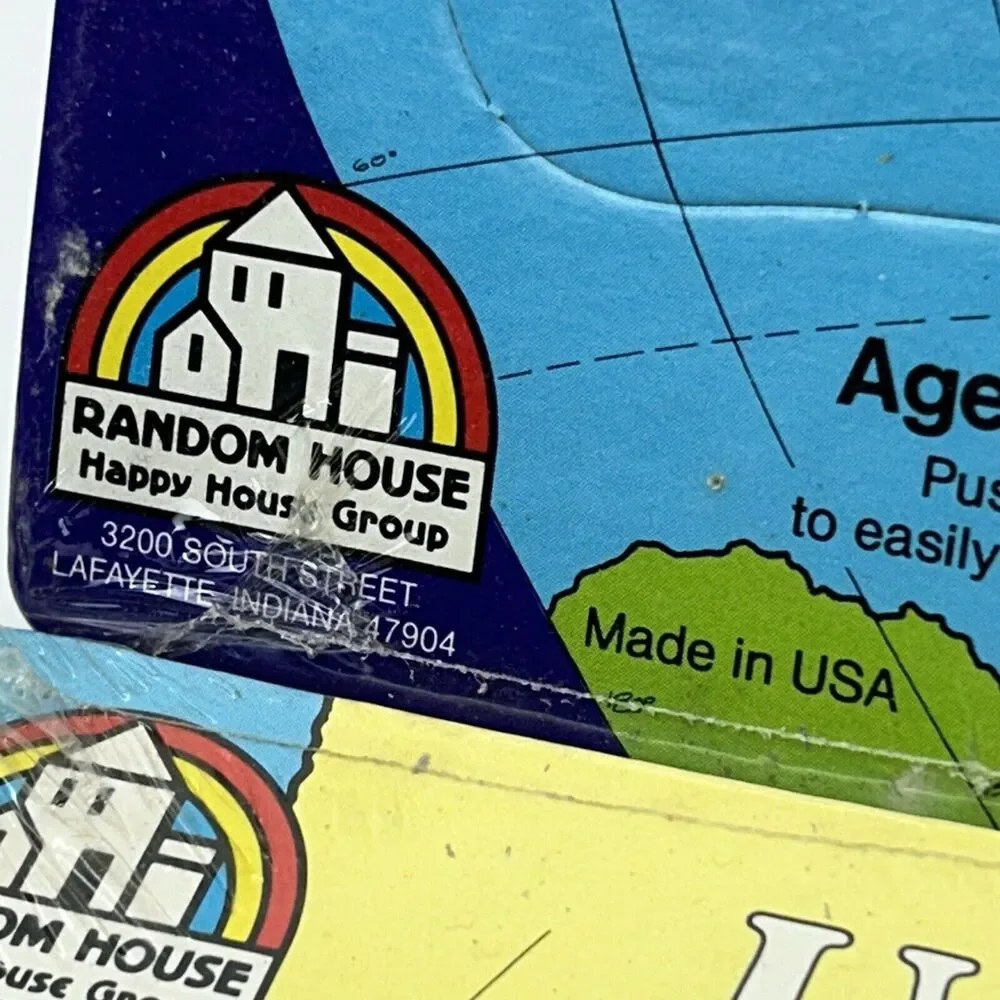 Vintage Random House United States of America Picture Puzzle Landmark World Map